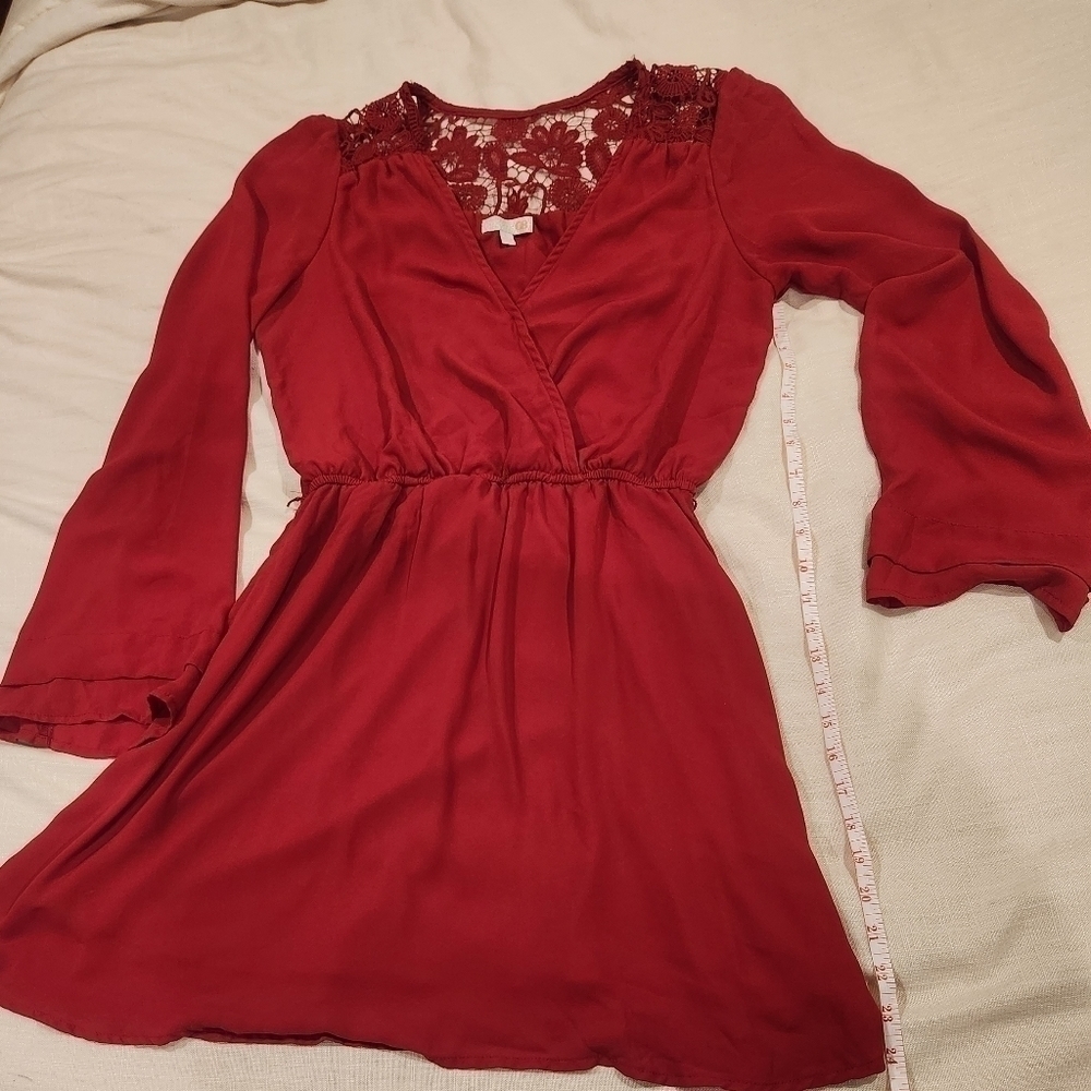 Gb rust red orange bell sleeve dress Size large - Picture 6 of 8